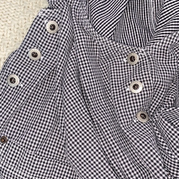 Vintage black & white checkered overalls jumpsuit romper shorts size large - Picture 7 of 8